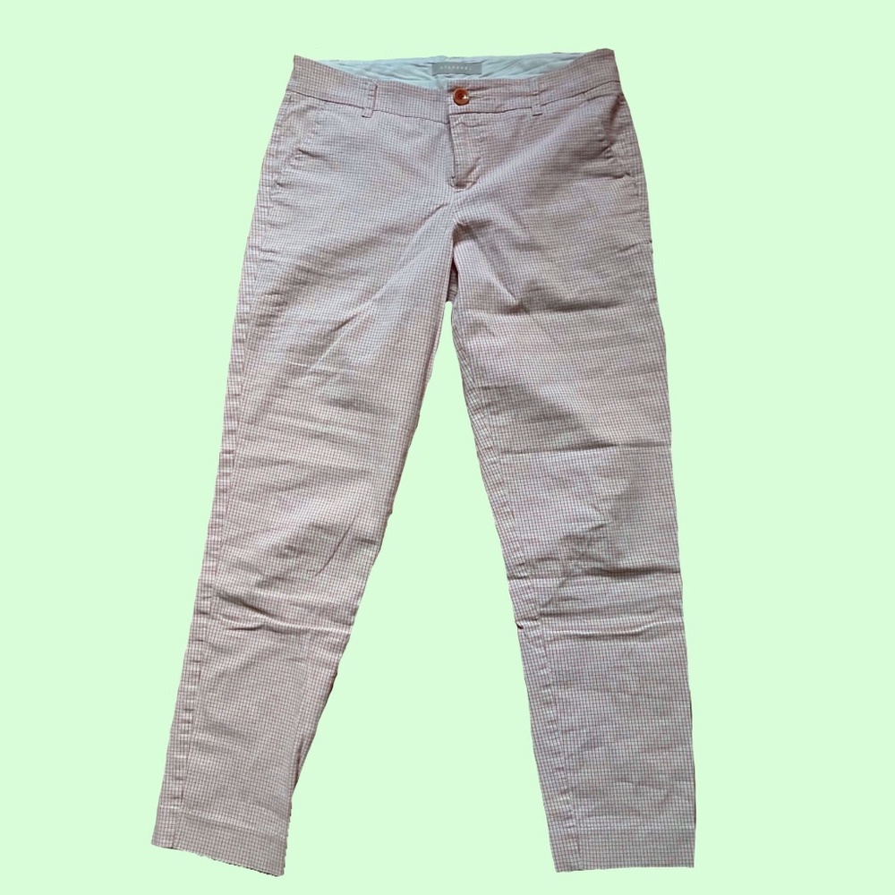 Stefanel salmon pink grid-print pants